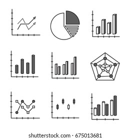 Set of graph line icon. Line icons with flat design elements on white background. Symbol for your web site design, logo, app, UI. Vector illustration, EPS