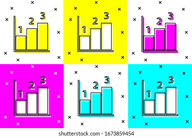 Set Graph, schedule, chart, diagram, infographic, pie graph icon isolated on color background.  Vector Illustration