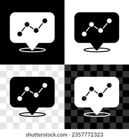 Set Graph, schedule, chart, diagram, infographic, pie graph icon isolated on black and white, transparent background.  Vector