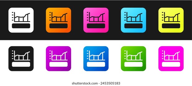 Set Graph, schedule, chart, diagram, infographic, pie graph icon isolated on black and white background.  Vector
