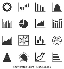 Set of graph silhouette report icon Thin line vector illustration