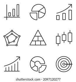 Set of graph thin icon. Line icons with flat design elements on white background. Symbol for your web site design, logo, app, UI. Vector illustration, EPS