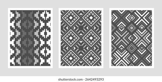 Set of graphic abstract patterns in monochrome