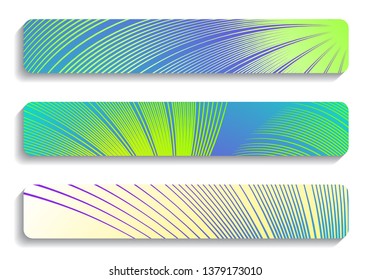 set of graphic banners with radiating beams in green shades