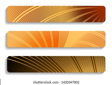 set of graphic banners with radiating beams in fire shades