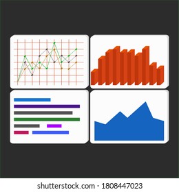 set of graphic charts and diagrams of data analysis for presentation concept
