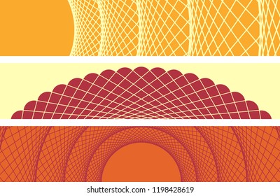 set of graphic circular web banners in honey shades