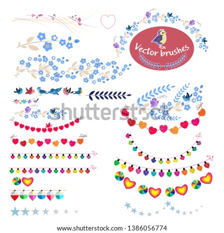 A set of graphic decorative brushes for your design. Topics: Christmas, Valentine's Day, Seasonal