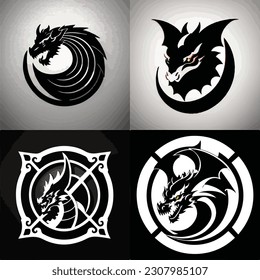 set of graphic design dragon logo creative vector illustration

