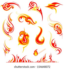 Set of graphic design elements - fire