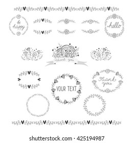 Set of graphic design elements, Vector.Doodle frames.