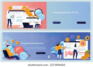 Un conjunto de diseños gráficos plantillas de páginas web de diseño plano, diseño y desarrollo de sitios web, medios sociales y servicios empresariales son algunos de los servicios ofrecidos. Ilustración vectorial moderna 