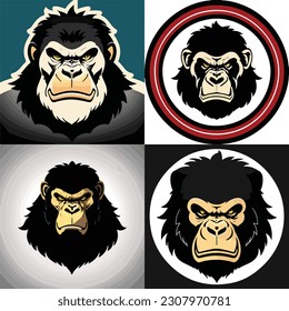 conjunto de diseño gráfico gorila logotipo arte ilustración vectorial luz