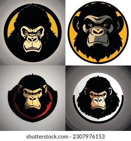 set of graphic design gorilla logo art vector illustration