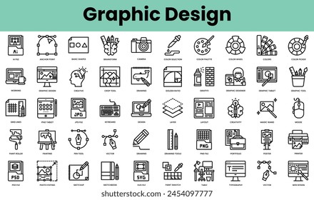 Gruppe von Grafikdesign-Symbolen. Linearformat-Symbol-Paket. Vektorillustration