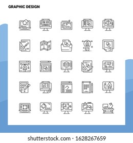Set of Graphic Design Line Icon set 25 Icons. Vector Minimalism Style Design Black Icons Set. Linear pictogram pack.