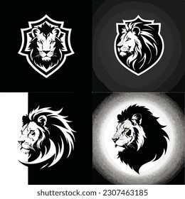 set of graphic design lion logo art digital vector illustration