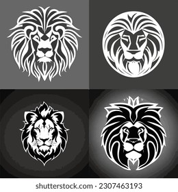 set of graphic design lion logo art light vector illustration