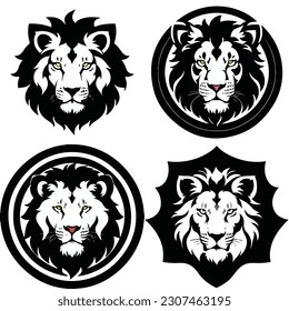 set of graphic design lion logo art vector illustration