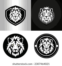 set of graphic design lion logo creative digital art vector illustration
