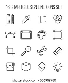 Set of graphic design in modern thin line style. High quality black outline vector symbols for web site design and mobile apps. Simple linear graphic design pictograms on a white background.