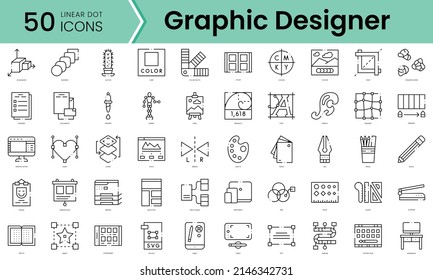 Set of graphic designer icons. Line art style icons bundle. vector illustration