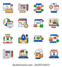 Set of Graphic Designing Flat Icons