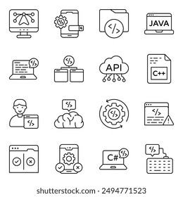 Set of Graphic Designing Linear Icons

