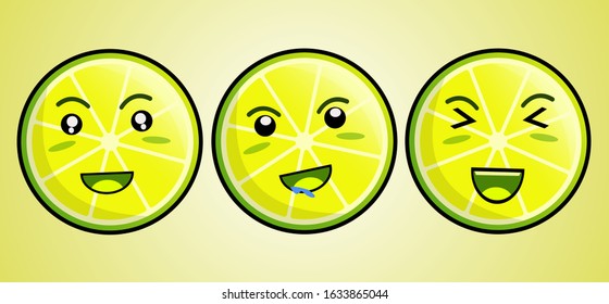 set of graphic designs of cute and adorable lemon cutout icons suitable for mascot or other purposes