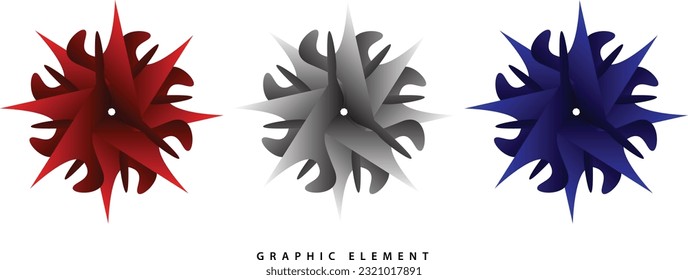 set of graphic element with 3d abstract virus, poison style