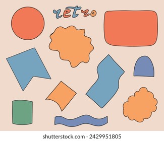 A set of graphic elements. Abstract geometric figures. retro forms.