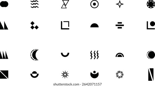 A set of graphic elements. Abstract geometric figures. Big set of abstract vector geometric shapes and trendy design elements