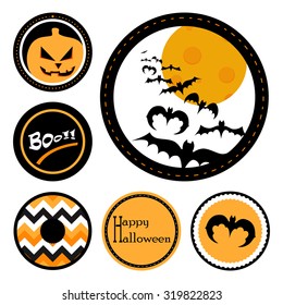 Set of graphic elements, badges and symbols for halloween and cupcake toppers
