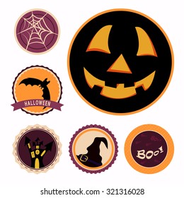 Set of graphic elements, badges and symbols for halloween and cupcake toppers