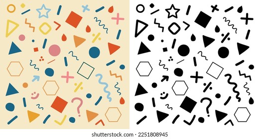 Set of graphic elements. Bauhaus and brutalism style inspired. Vector abstract linear elements and bold geometric shapes. Great for posters, flyers, covers, web design. Retro futurism shapes 
