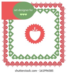 set of graphic elements for designer , strawberry dessert