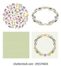 set graphic elements ,floral frames, place for text