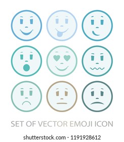 Set of Graphic Emoticons. Collection of Emoji. Smile icons. Isolated vector illustration on white background
