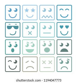Set of Graphic Emoticons. Collection of Emoji. Smile icons. Isolated vector illustration on white background