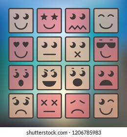 Set of Graphic Emoticons. Collection of Emoji. Smile icons. Isolated vector illustration on white background