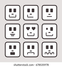 Set of Graphic Emoticons. Collection of Emoji. Smile icons. Isolated vector illustration on white background