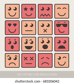 Set of Graphic Emoticons. Collection of Emoji. Smile icons. Isolated vector illustration on white background