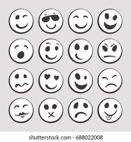 Set of Graphic Emoticons. Collection of Emoji. Smile icons. Isolated vector illustration on white background
