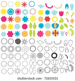 Set of graphic floral elements