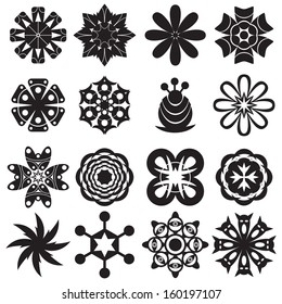 Set of graphic flower icons, vector format