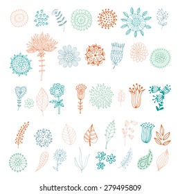 Set of graphic flowers