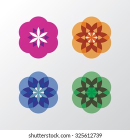 Set of graphic flowers