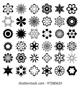 Set Of Graphic Flowers