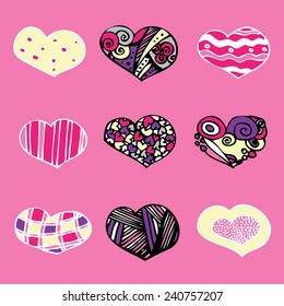 set of graphic hearts