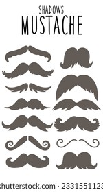 Un conjunto de iconos gráficos con manchas de bigote hipster. Una gran colección de bigotes con manchas de diferentes formas. Ilustración vectorial, elementos para los toppers para una festividad, una sesión fotográfica. Barbershop